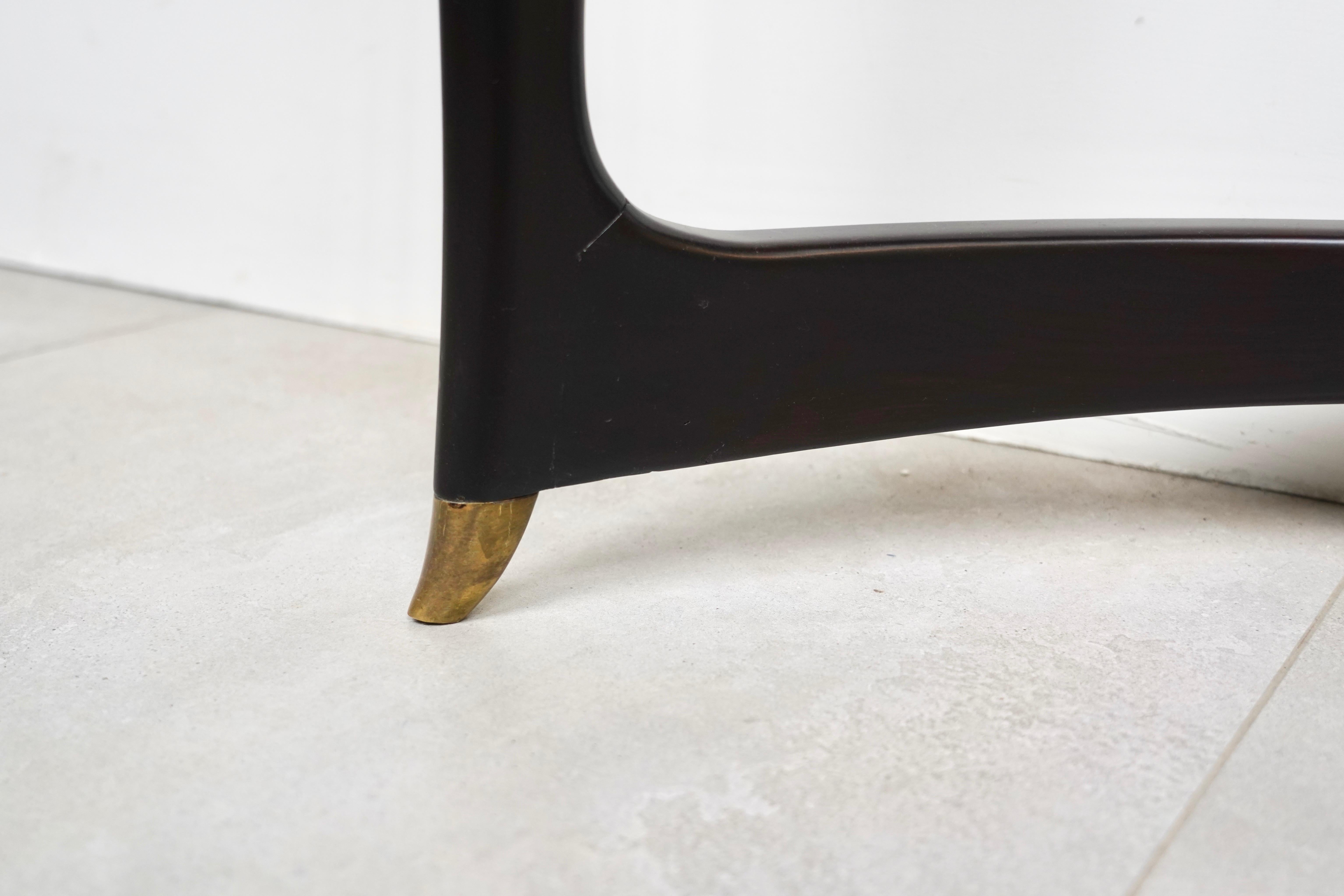 Console Table Wood, Brass & Green Marble by Guglielmo Ulrich, Italy, 1940s For Sale 5