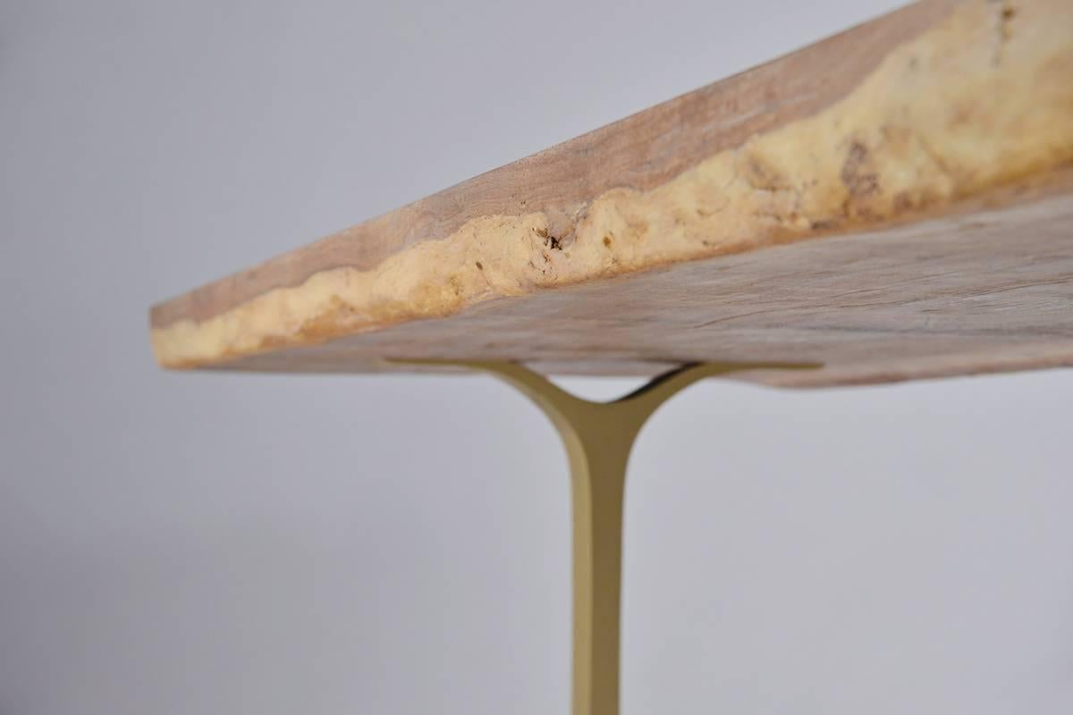 Minimalist Console Table, One Slab Antique Hardwood, Cast Base by P. Tendercool in Stock For Sale