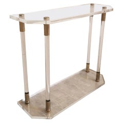 Console Tables Lucite Plexiglass Brass Mid-Century Italian Design 1970s