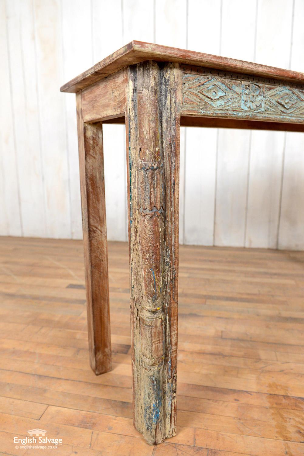 Teak Console Tables Made from Old Carved Panels, 20th Century For Sale