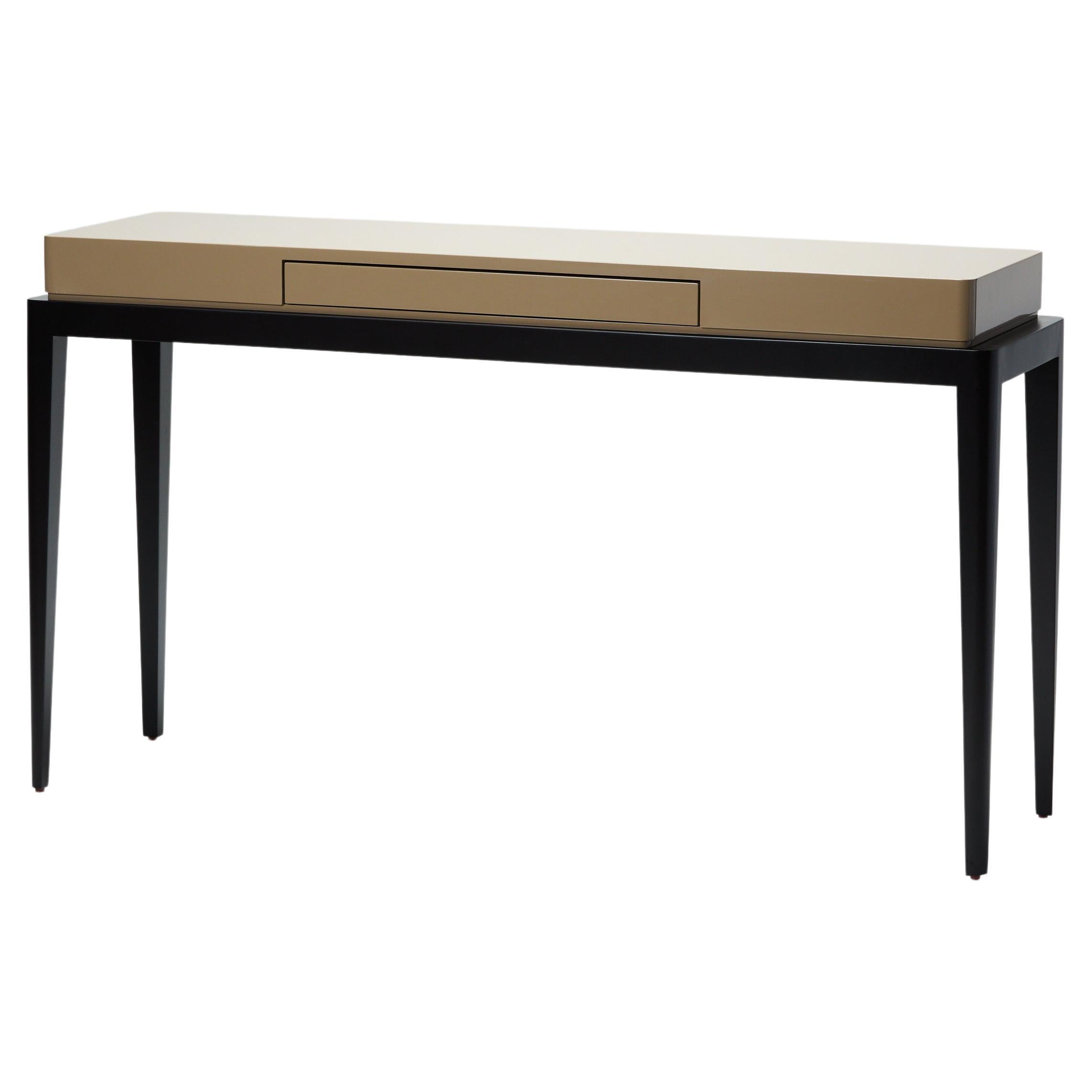 Console, TARA by Reda Amalou, 2020, Beige Lacquer Top, Walnut, 140 cm For Sale