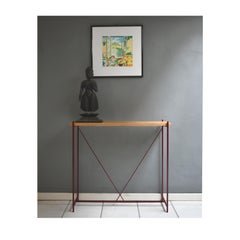 Console 'Tekno', Bordeaux Iron Structure and wood Top