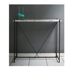 Console 'Tekno', Grey Iron Structure and Cement Marble Top