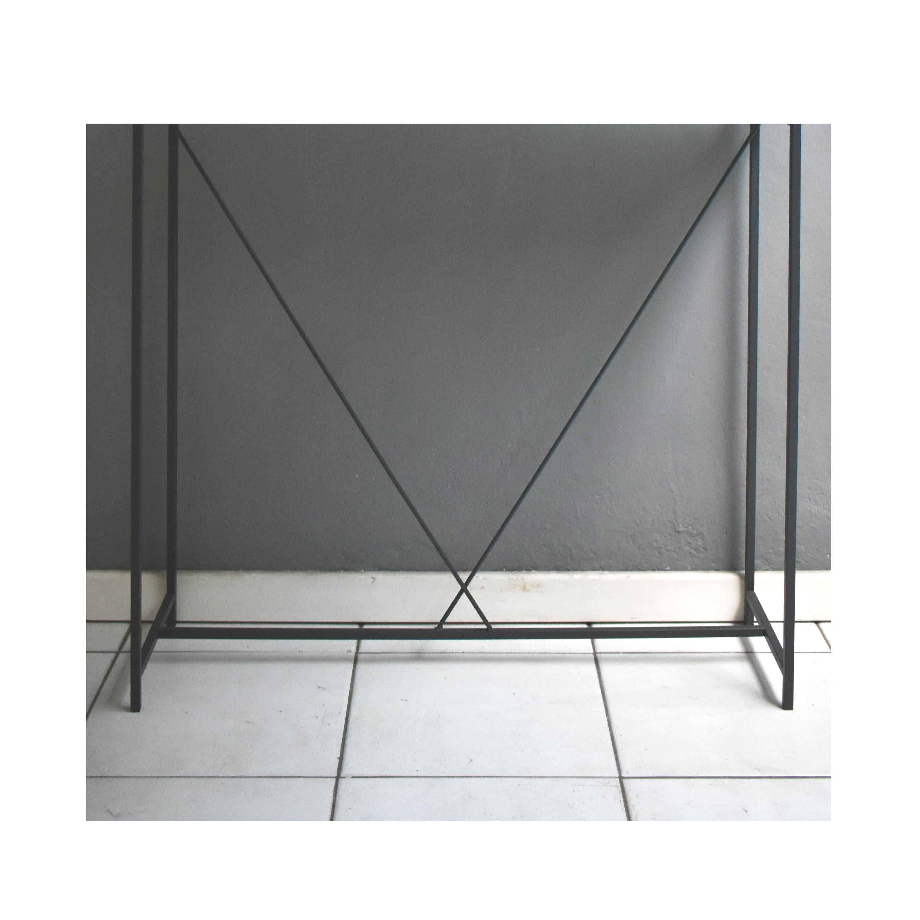 Italian Console 'Tekno', Grey Iron Structure and Cement Marble Top For Sale