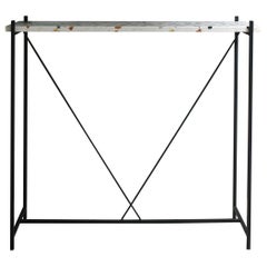 Console 'Tekno', Grey Iron Structure and Cement Marble Top