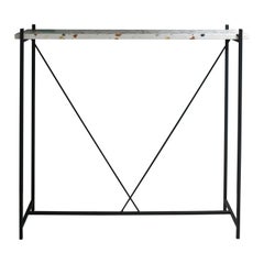 Console 'Tekno', Grey Iron Structure and Cement Marble Top