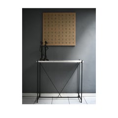 Console 'Tekno', Grey Iron Structure and Travertine Marble Top