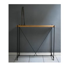 Console 'Tekno', Grey Iron Structure and Wood Top
