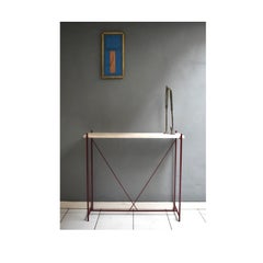 Console 'Tekno', Iron Structure and Travertine Marble Top