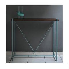 Console 'Tekno', struttura in ferro blu e piano in Wood