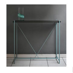 Console 'Tekno', Light-Blue Iron Structure and Grey Cement Top