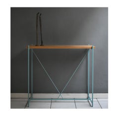 Console 'Tekno', Light-Blue Iron Structure and Wood Top