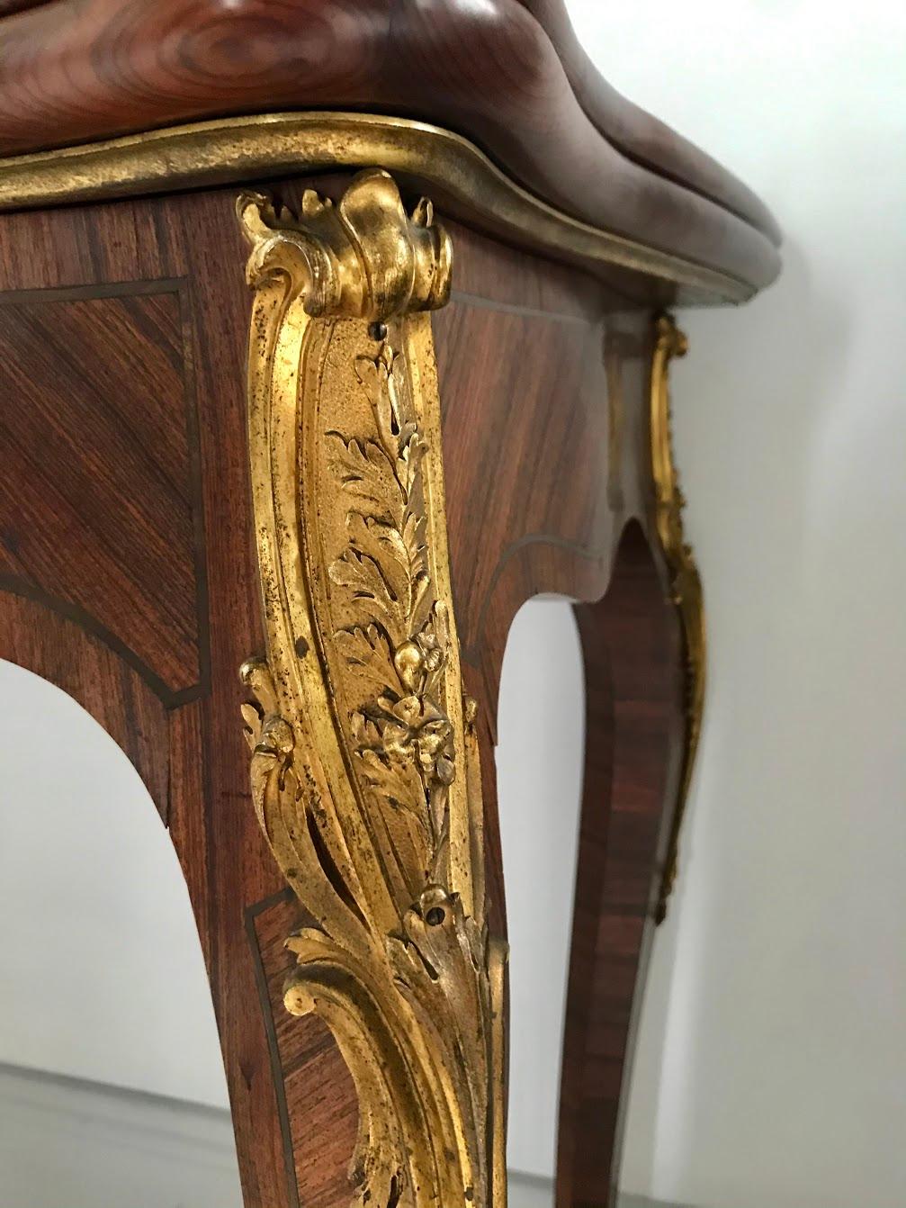 Marquetry French Console Transforming into a Louis XV Style Game Table 19th Century France For Sale