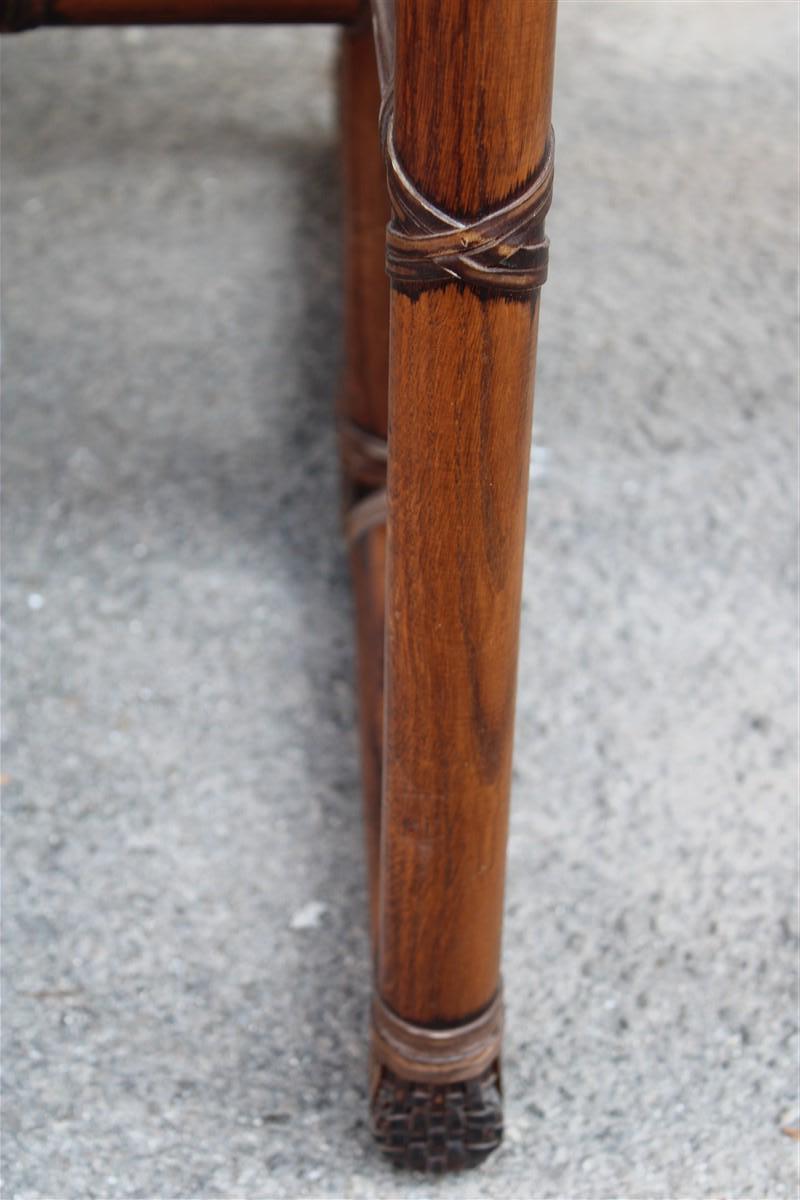 Walnut Wood and Leather Convertible Table Console  McGuire 1970 For Sale 4