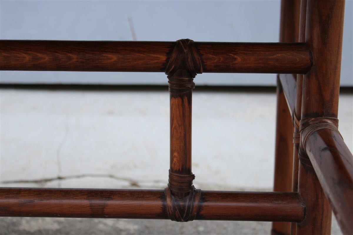 Walnut Wood and Leather Convertible Table Console  McGuire 1970 For Sale 5