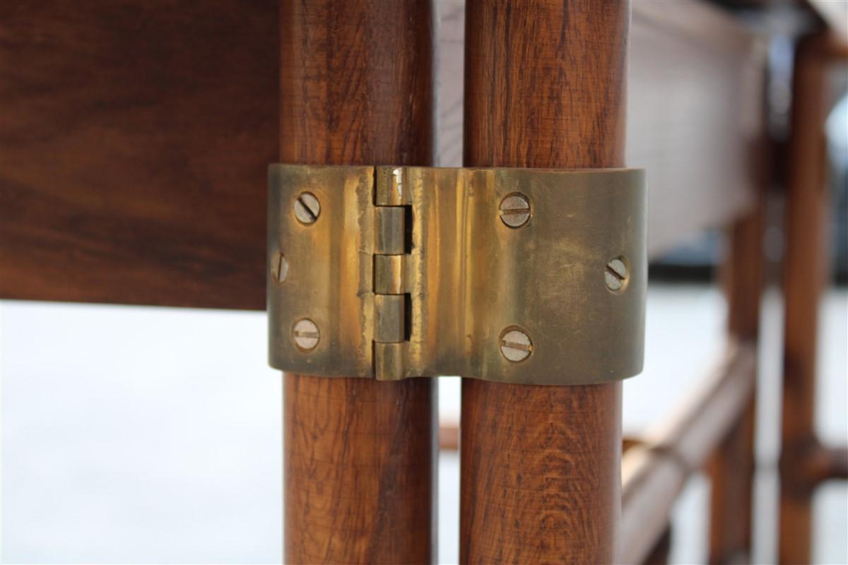 Walnut Wood and Leather Convertible Table Console  McGuire 1970 For Sale 7