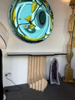 Console Travertine and Black Marble by Cattelan Italia. Italy, 1970s