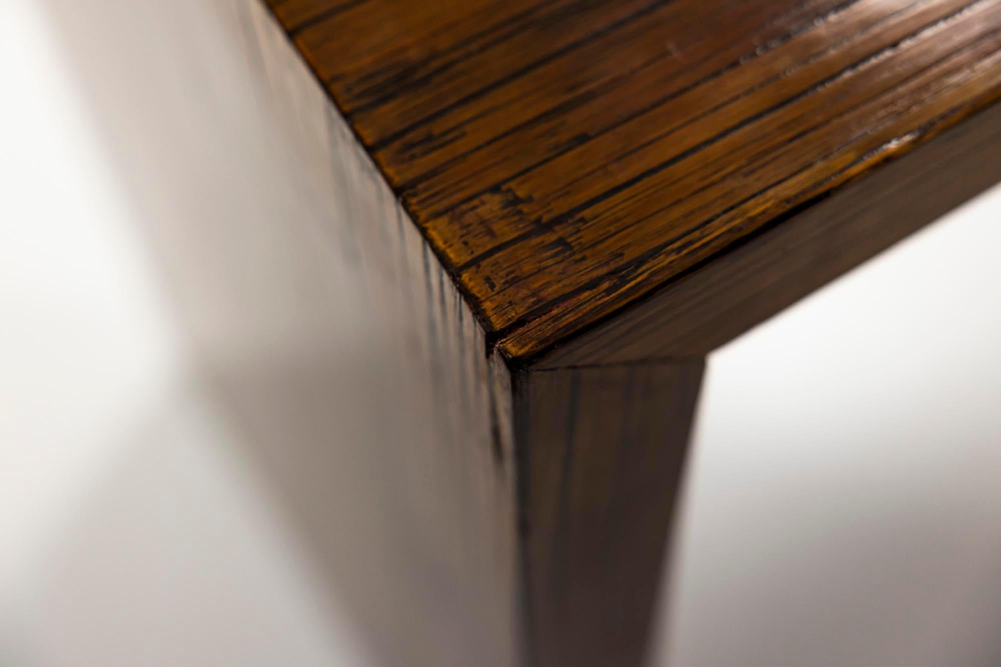 Console Veneered in Dark Stained Bamboo, Belgium 1980s For Sale 4