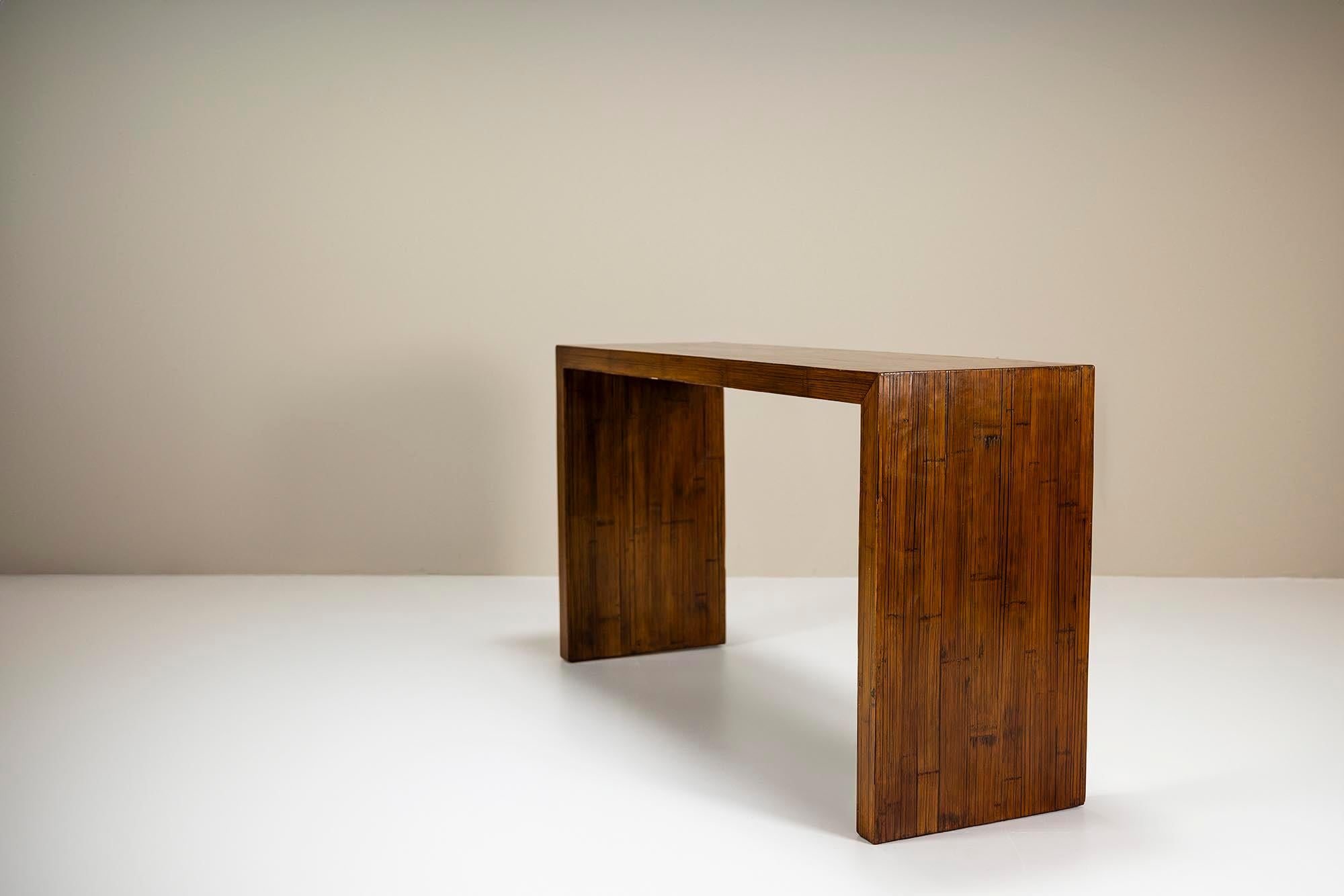 Belgian Console Veneered in Dark Stained Bamboo, Belgium 1980s For Sale