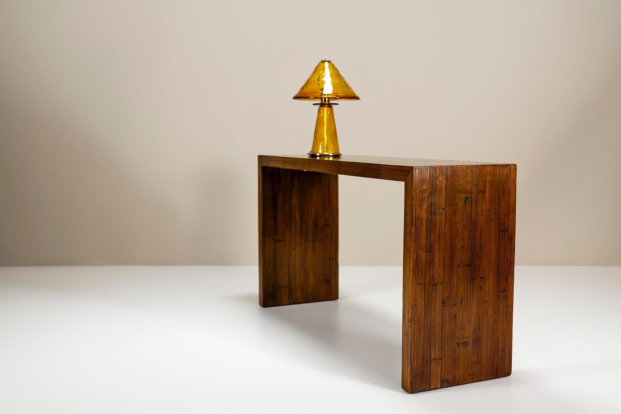 Console Veneered in Dark Stained Bamboo, Belgium 1980s In Good Condition For Sale In Hellouw, NL