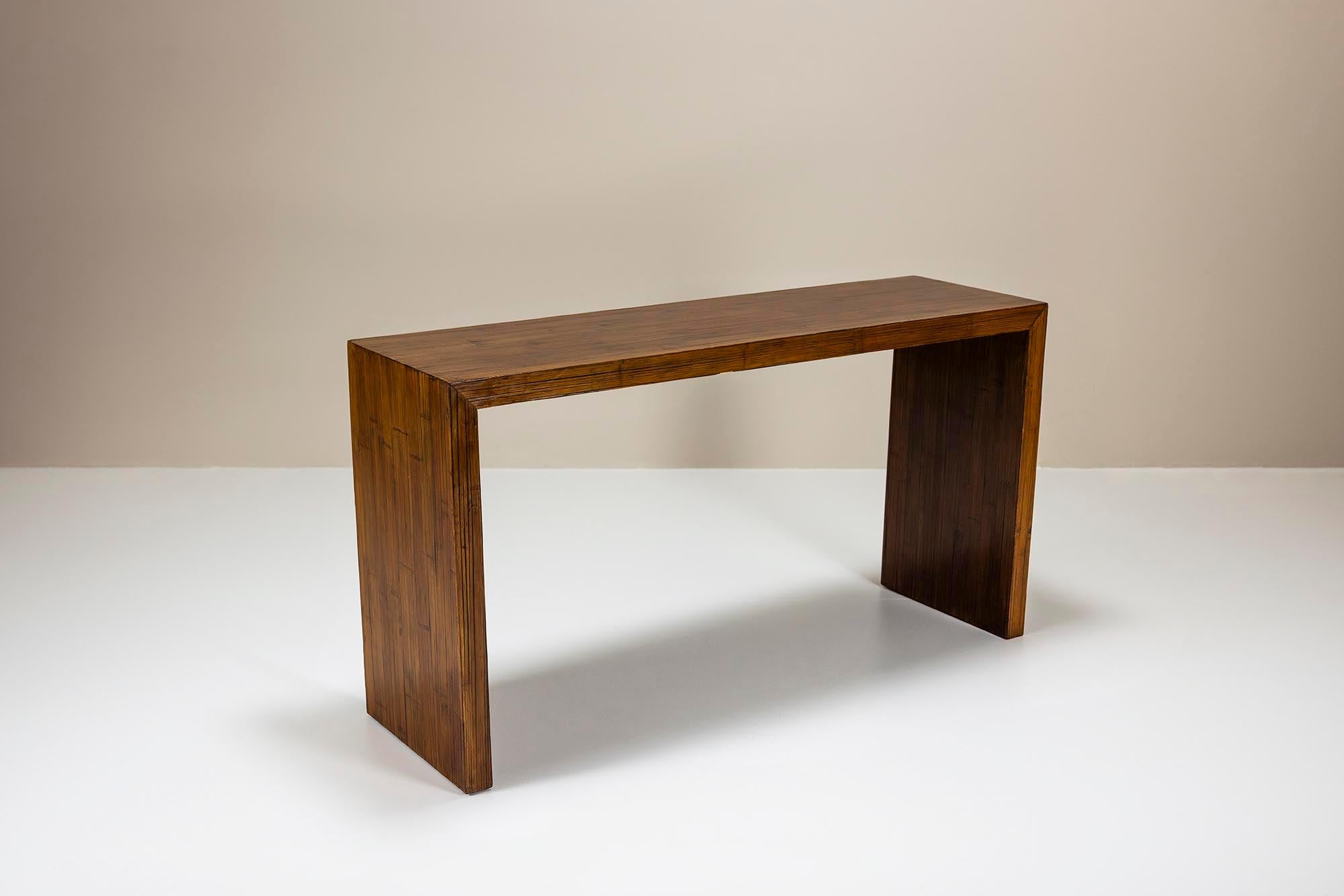 Console Veneered in Dark Stained Bamboo, Belgium 1980s For Sale 1