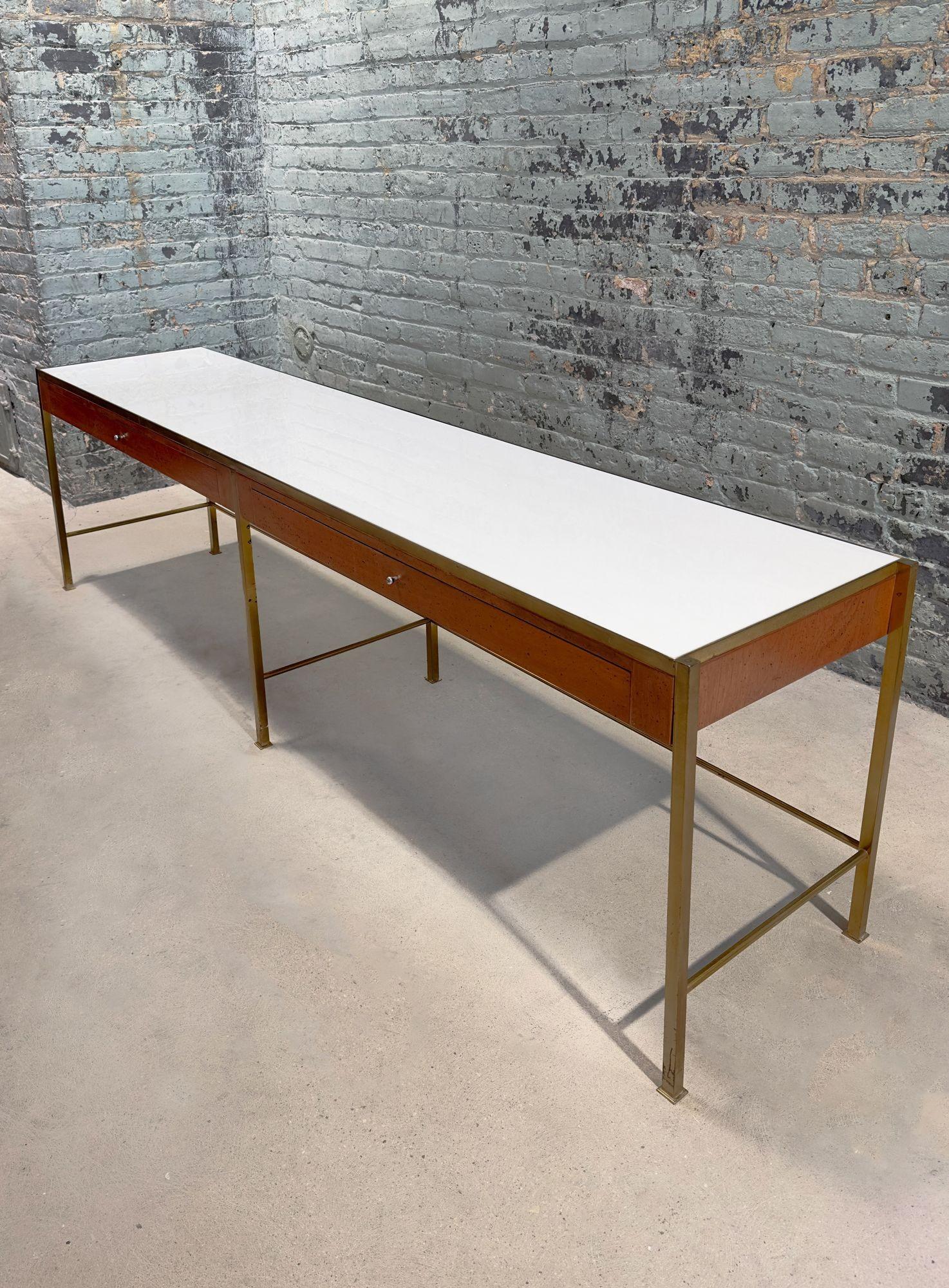 Console w/Vitrolite Glass and Brass Style of Paul McCobb, 1960 For Sale 5