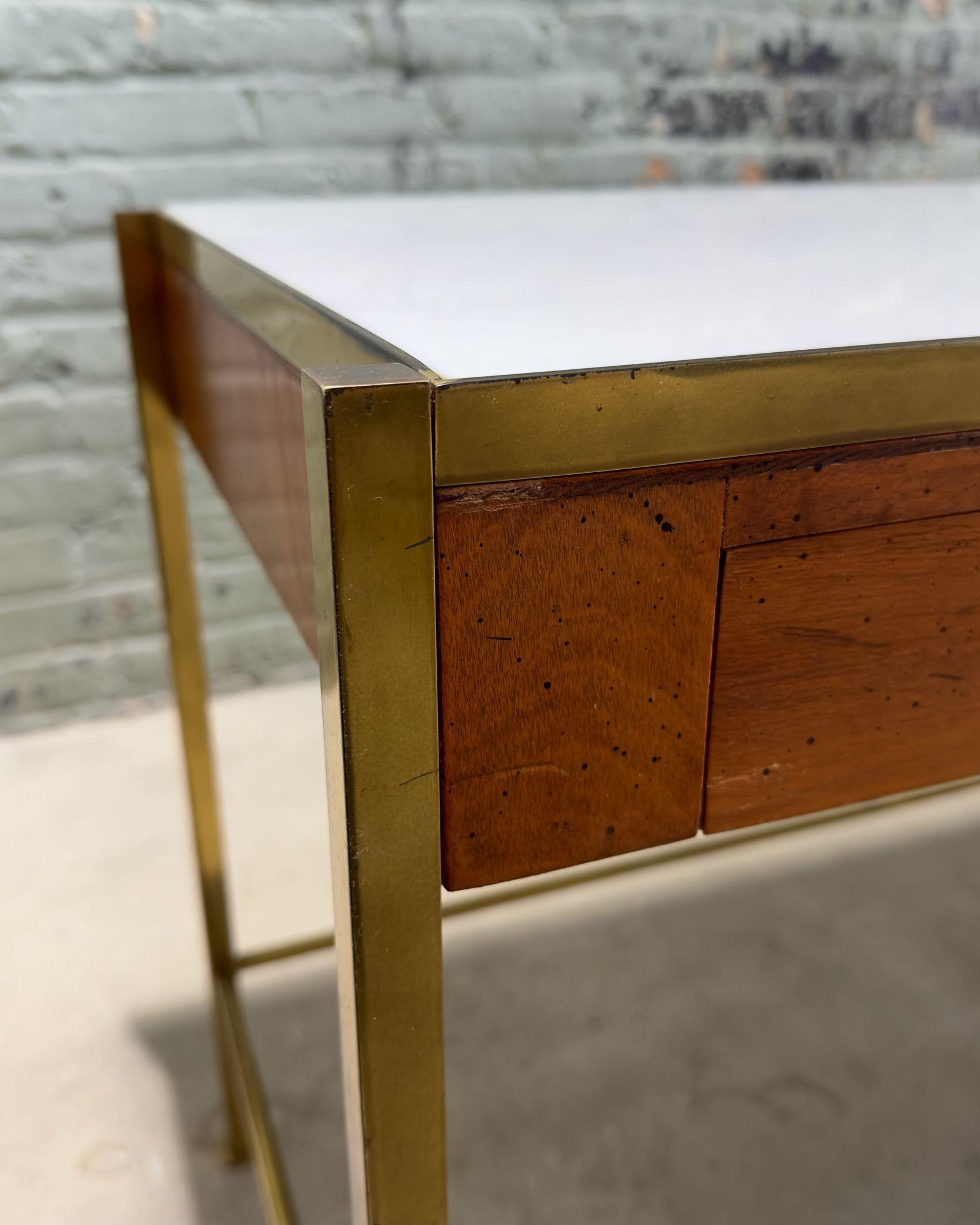 Console w/Vitrolite Glass and Brass Style of Paul McCobb, 1960 For Sale 2