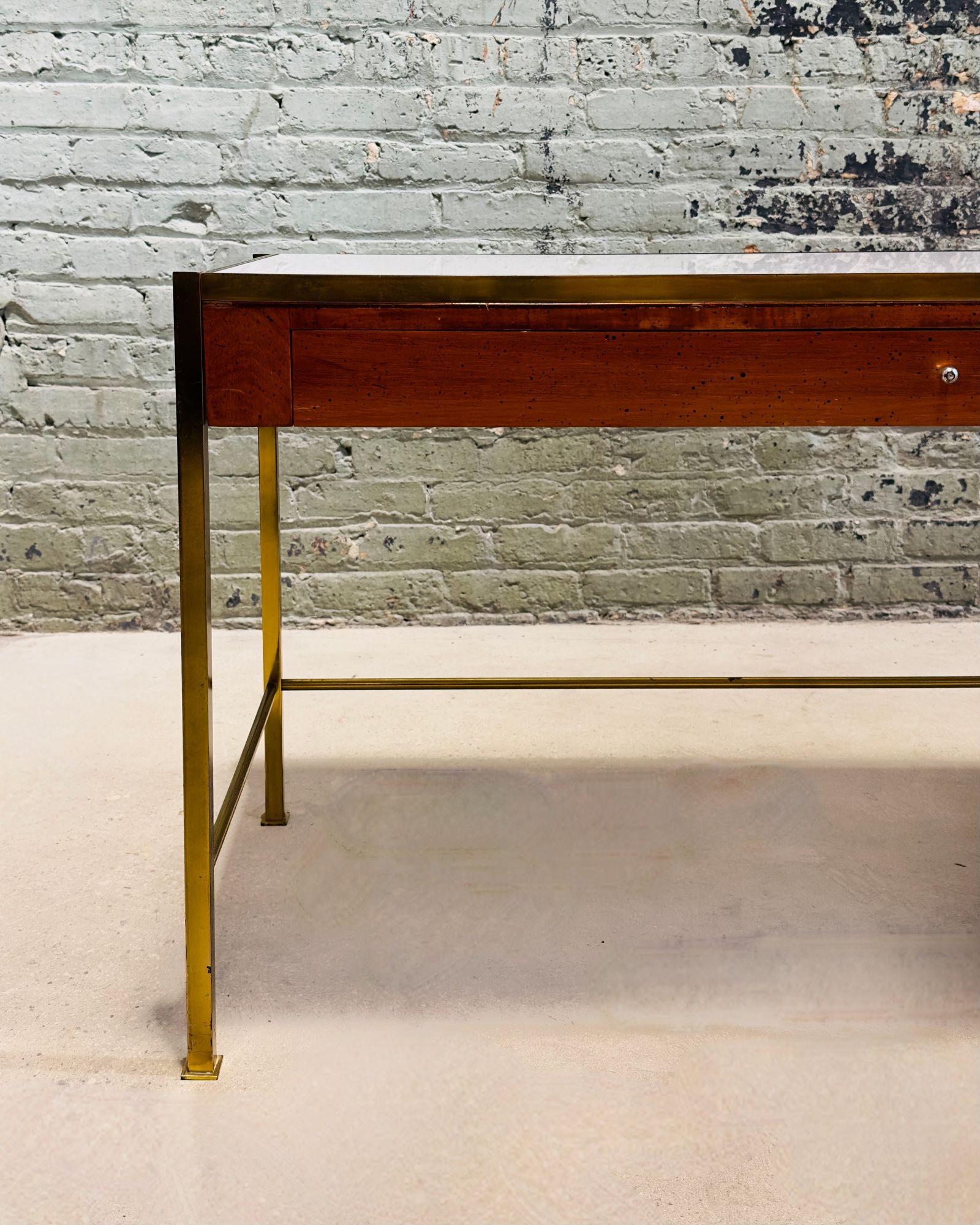 Console w/Vitrolite Glass and Brass Style of Paul McCobb, 1960 For Sale 3