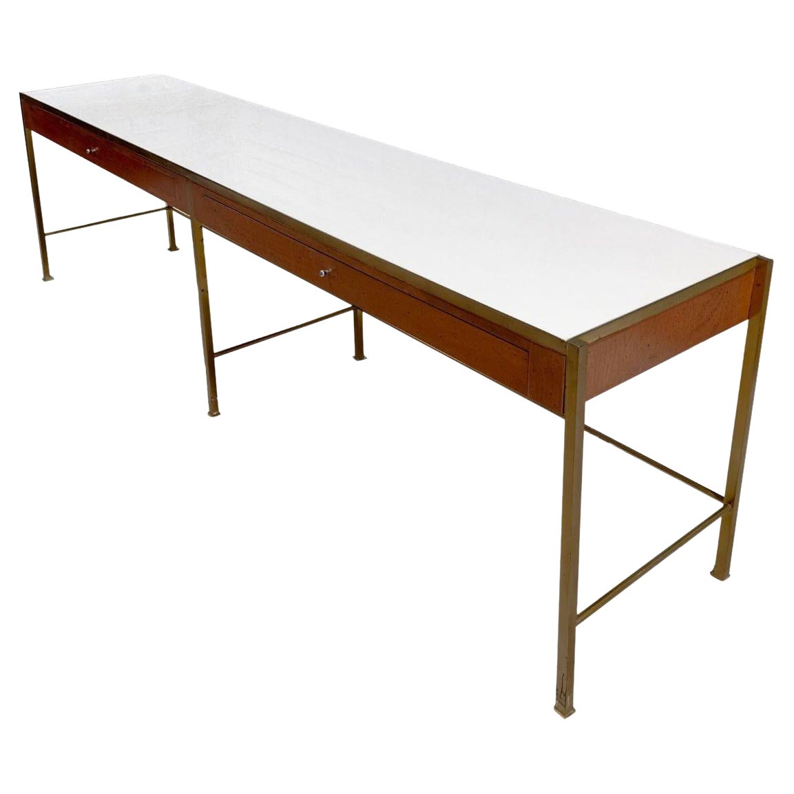 Console w/Vitrolite Glass and Brass Style of Paul McCobb, 1960