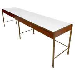 Console w/Vitrolite Glass and Brass Style of Paul McCobb, 1960