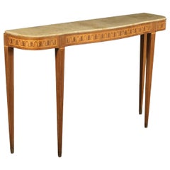 Console Walnut Veneer Maple Marble, Italy, 1950s