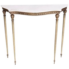 Console with a Portuguese Pink Marble Top and Golden Iron Frame, Italy, 1950s