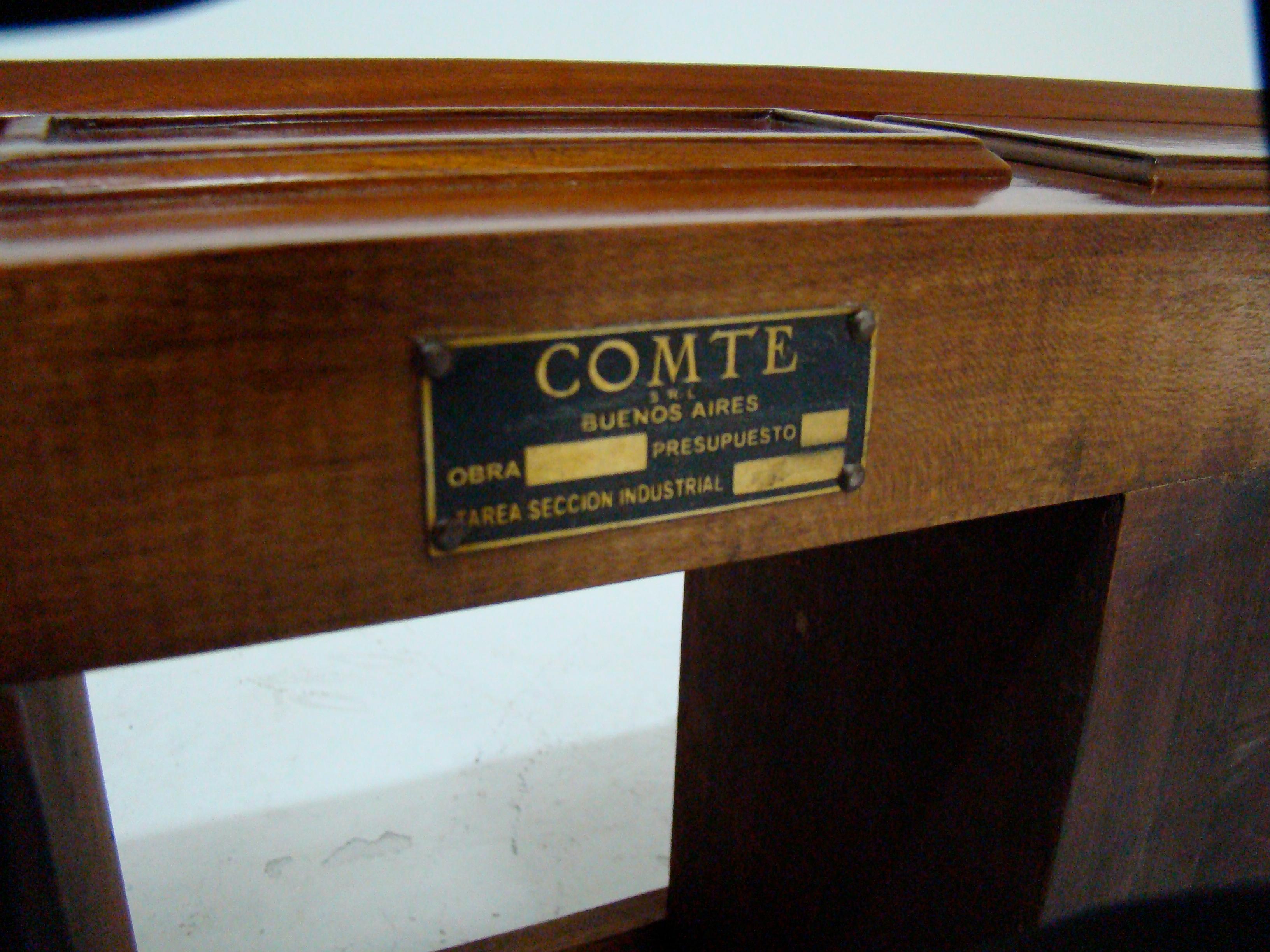 Mid-20th Century Console with Comte plate, 1932, Art Deco in Wood and gold For Sale