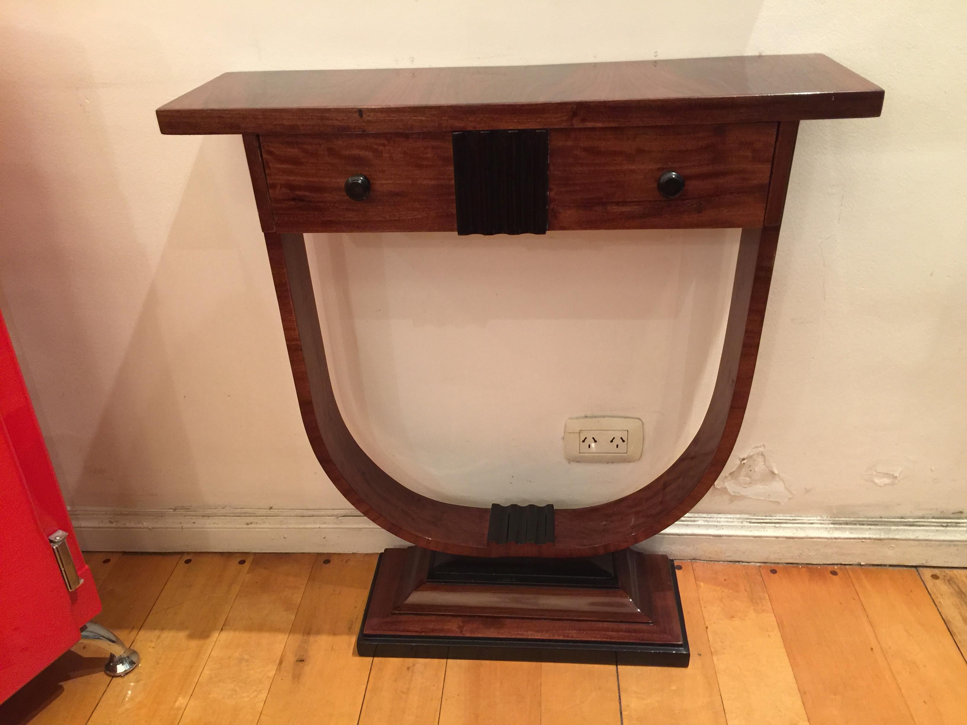 Console Art Deco

Material: Wood. 
France.
We have specialized in the sale of Art Deco and Art Nouveau styles since 1982.If you have any questions we are at your disposal.
Pushing the button that reads 'View All From Seller'. And you can see more