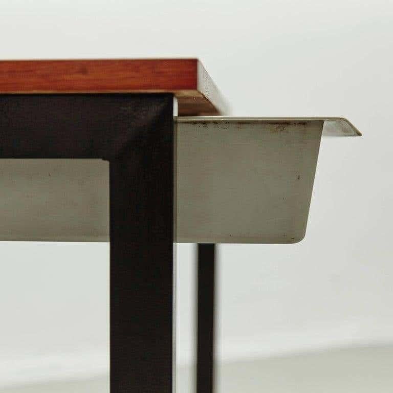 French Console with Drawer Grey Formica Cite Cansado, circa 1950 by Charlotte Perriand For Sale