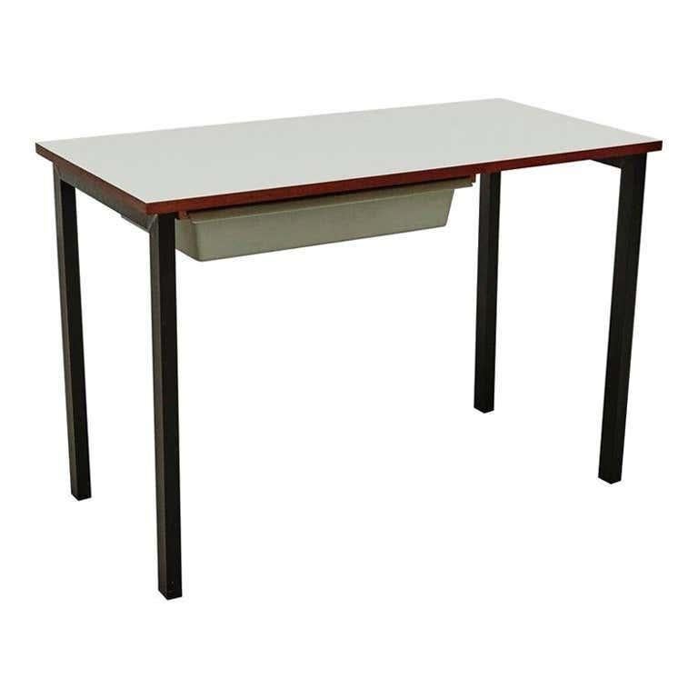 Mid-20th Century Console with Drawer Grey Formica Cite Cansado, circa 1950 by Charlotte Perriand For Sale