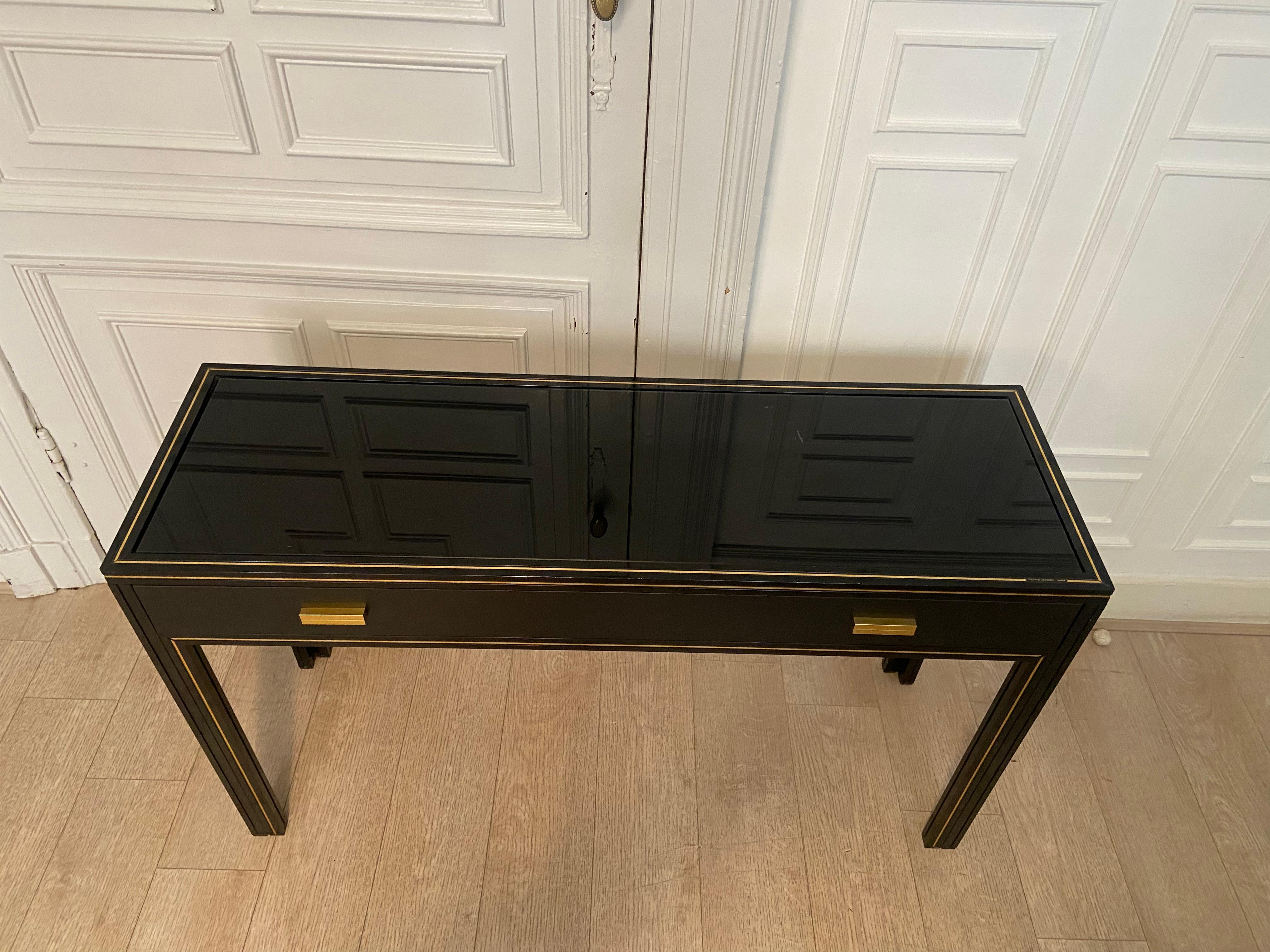 Wood Console with drawer Pierre Vandel, 1970s For Sale