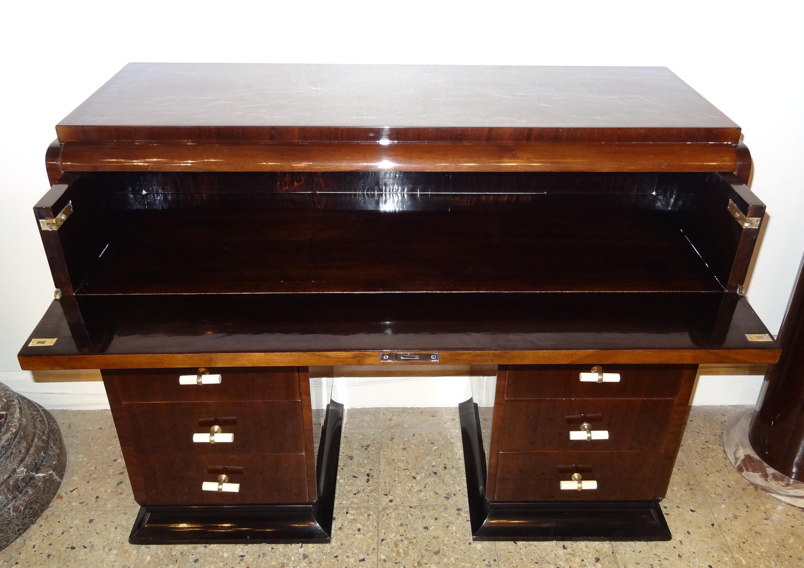 Wood Console with Drawers, 1930, Style: Art Deco For Sale