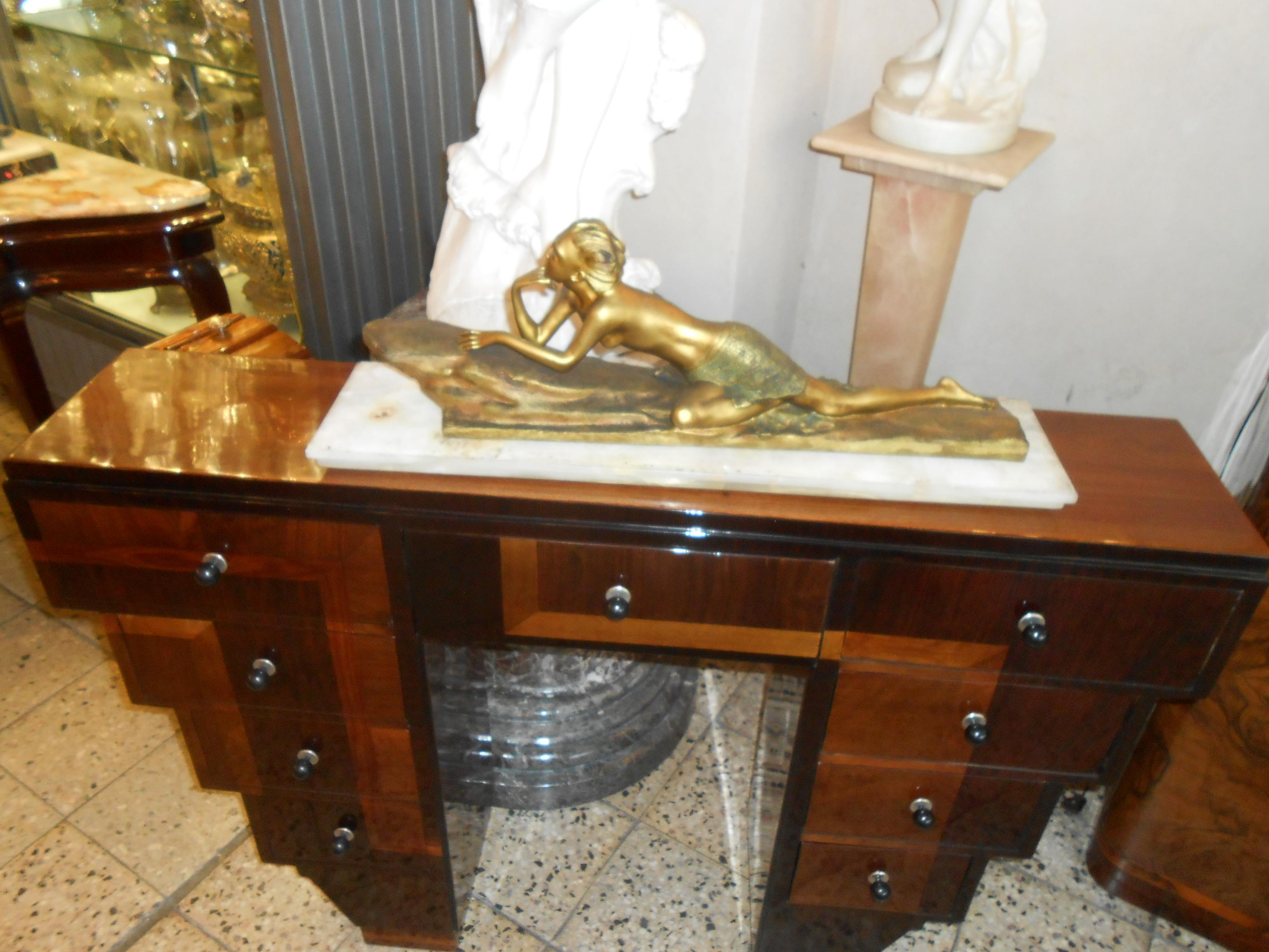 art deco console table with drawers