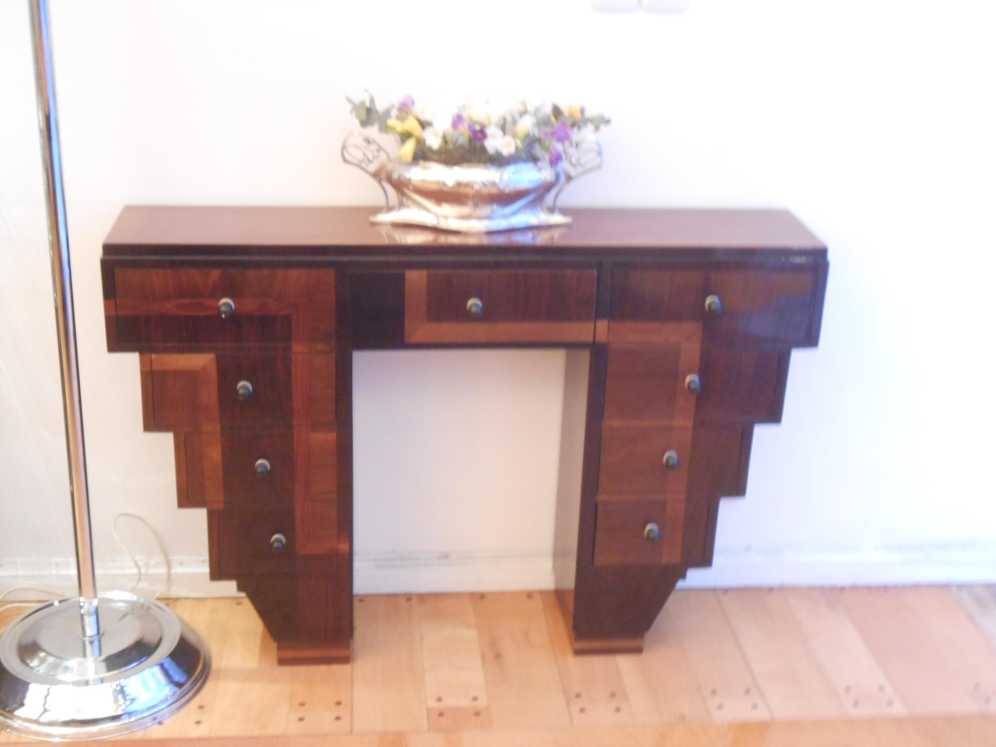 French Console with Drawers, France, 1920, Art Deco in Wood For Sale