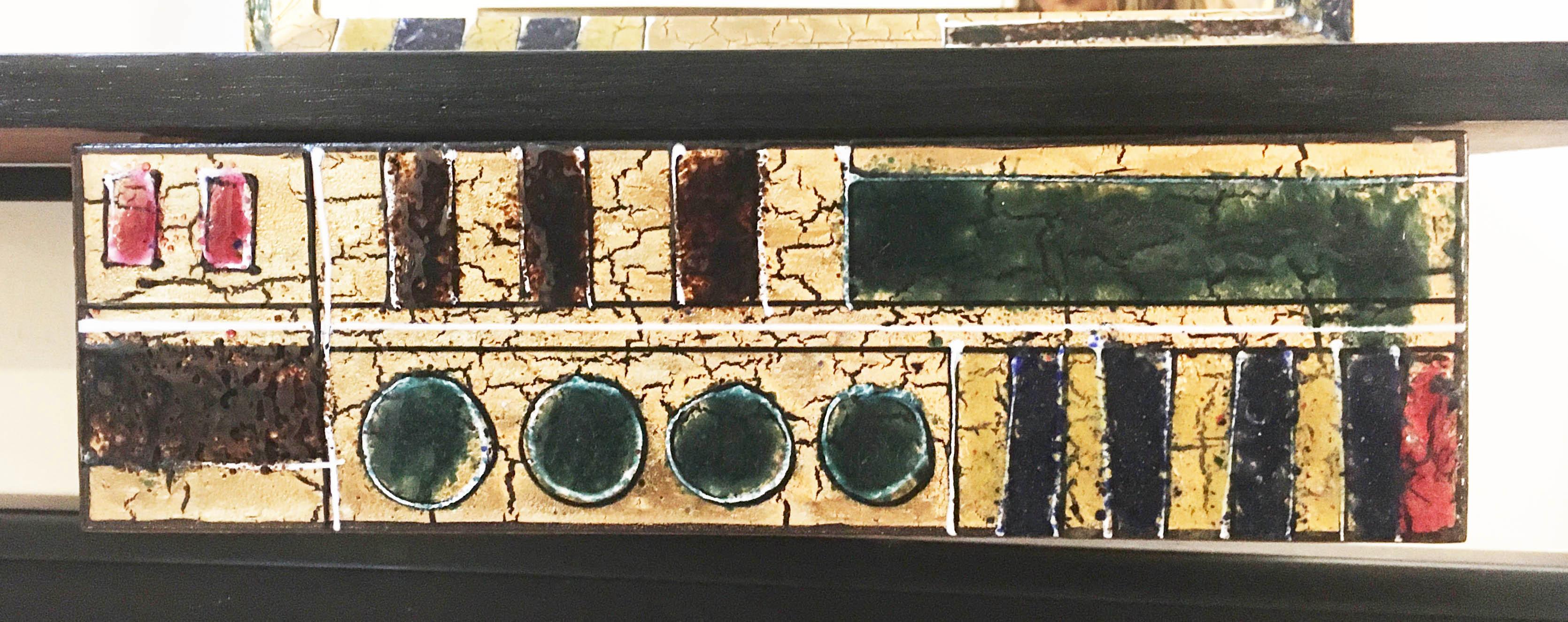 Console with Mirror and Decoration in Wood and Enameled Copper, Italy, 1960s 1