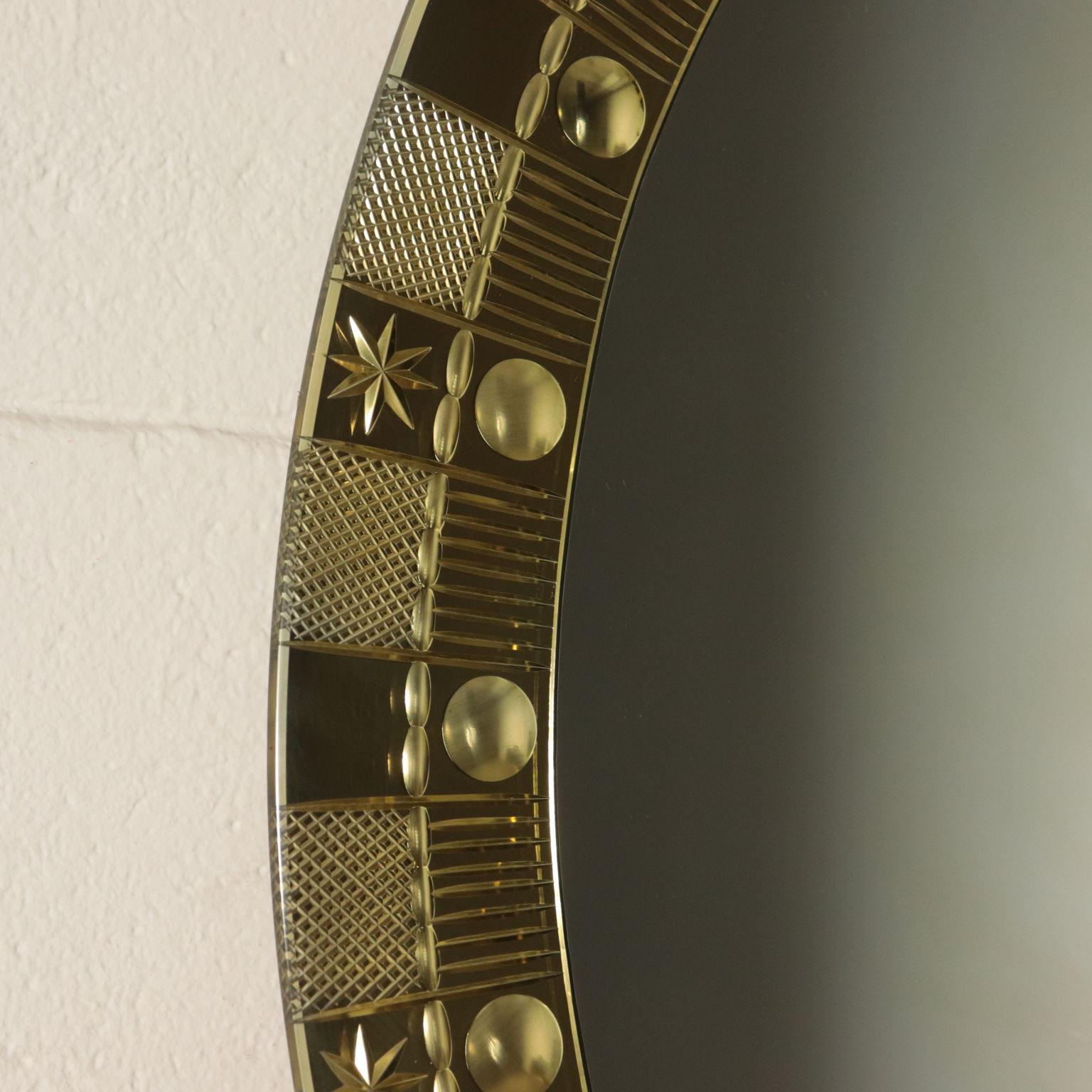 Italian Console with Mirror, Gilded Metal and Crystal, Italy, 1950s