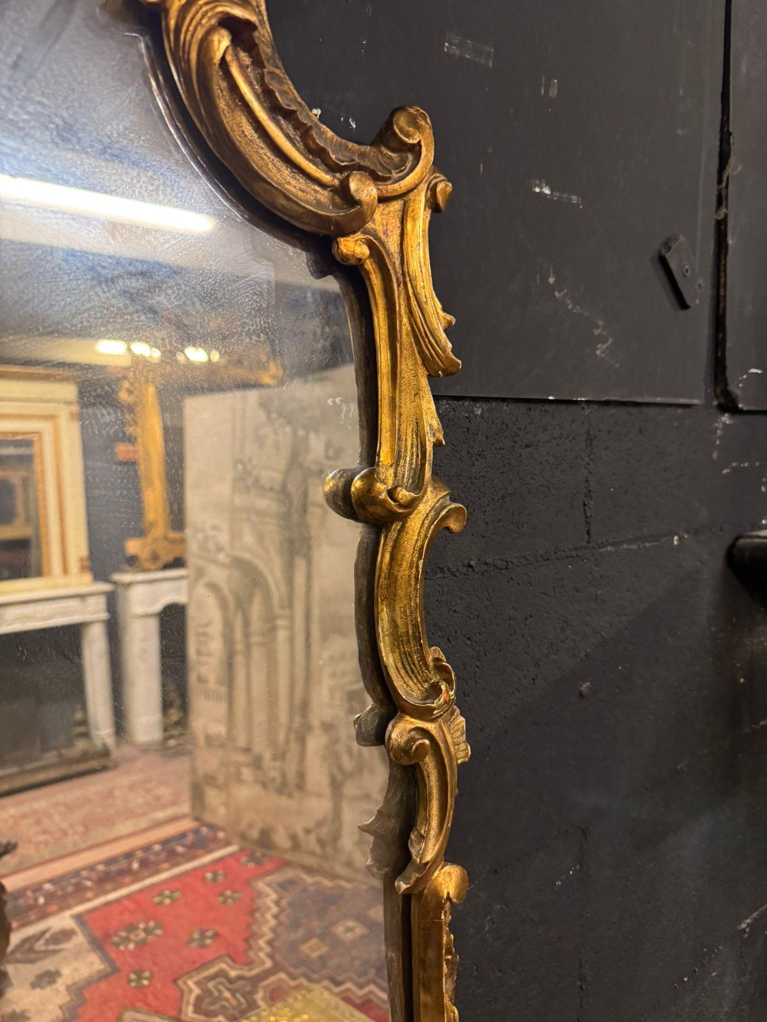 Console with mirror in carved and gilded wood and base table, Italy For Sale 2