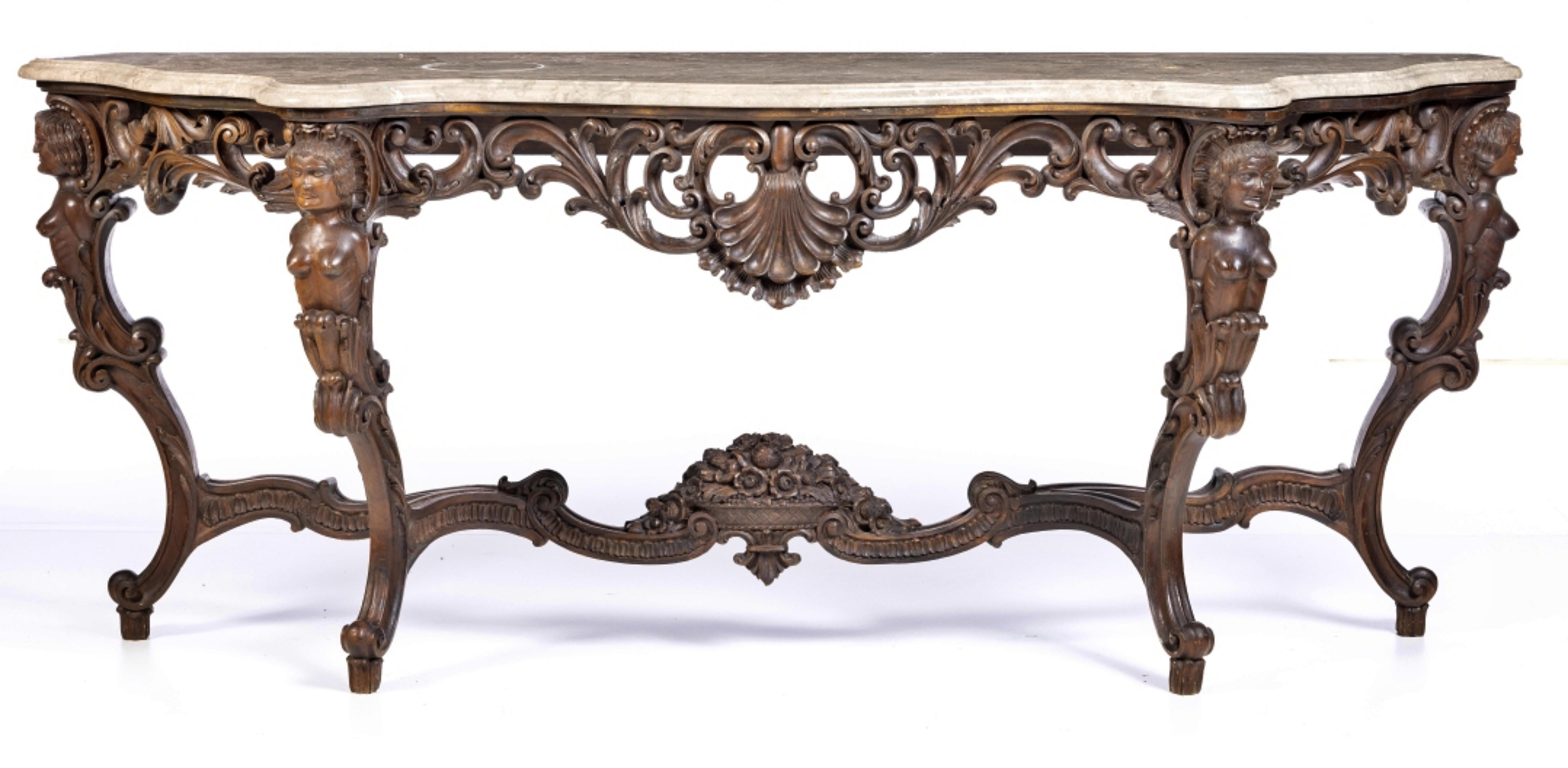 French CONSOLE WITH MIRROR IN LOUIS XV STYLE Early 20th century For Sale