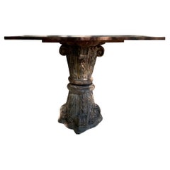 Console with Two Indian Capitals with Rosewood Top, 20th Century
