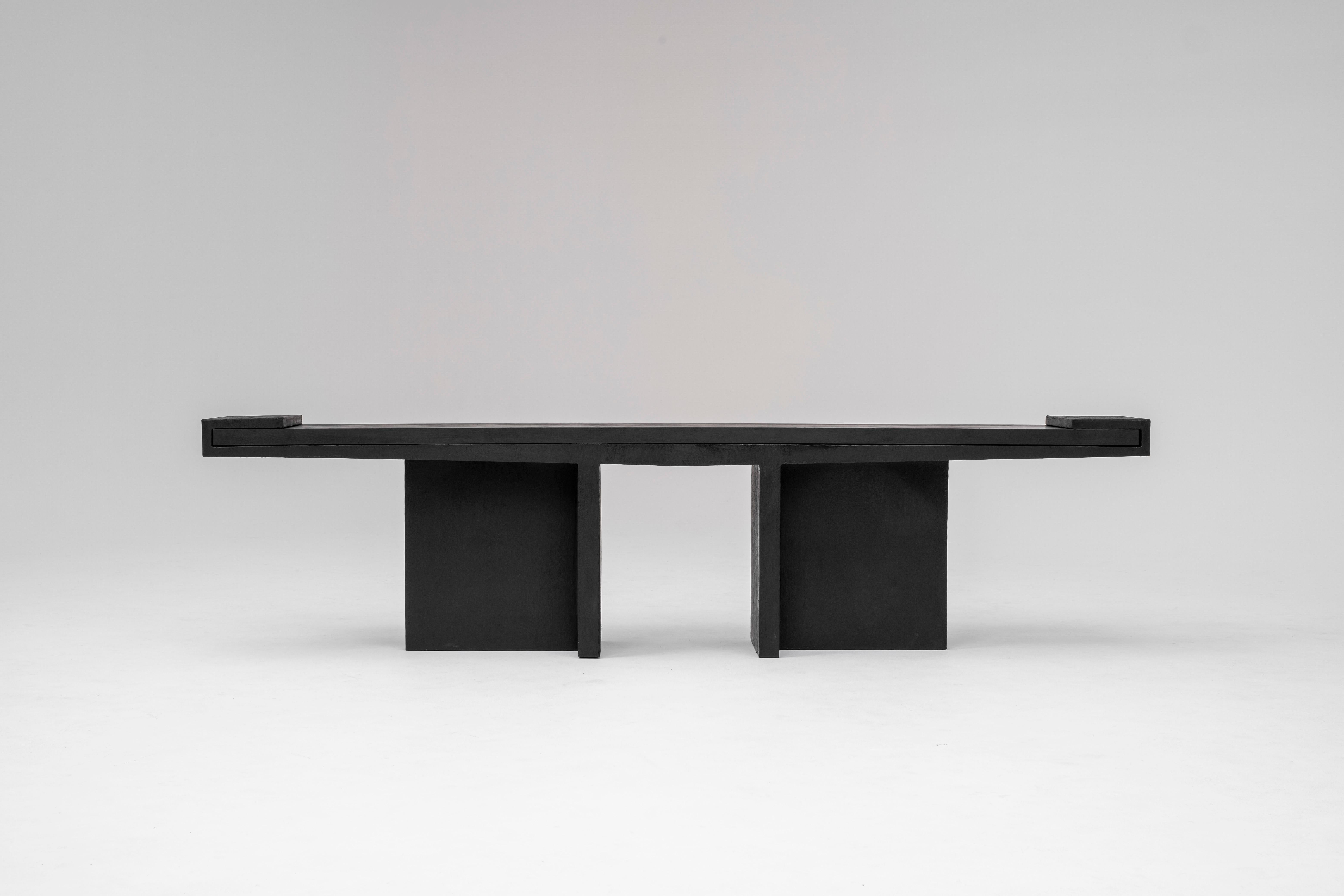 Burnished console wood and steel 102024 Arno Declercq For Sale