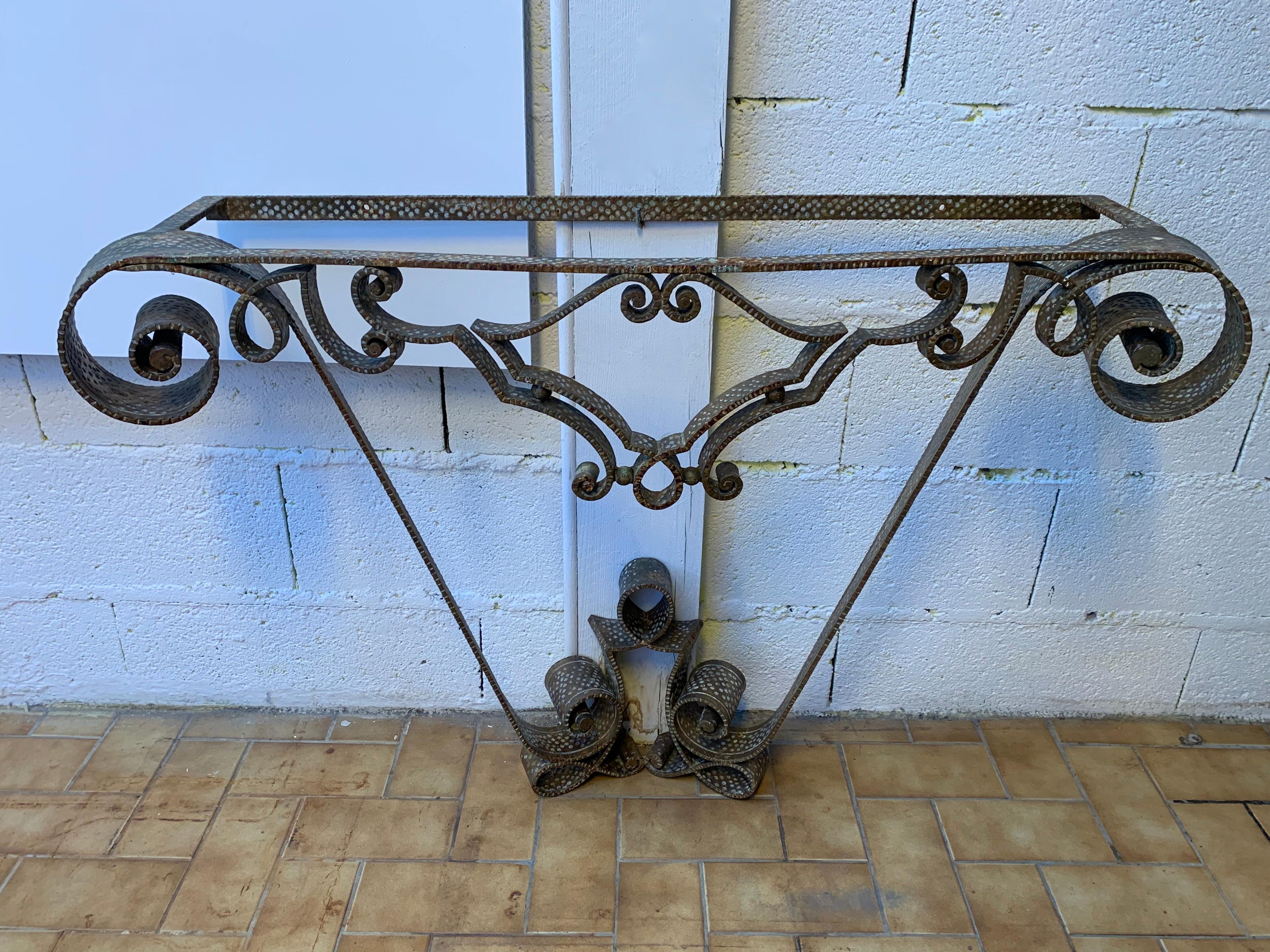 Console Wrought Iron Gold Leaf by Pier Luigi Colli, Italy, 1950s 4