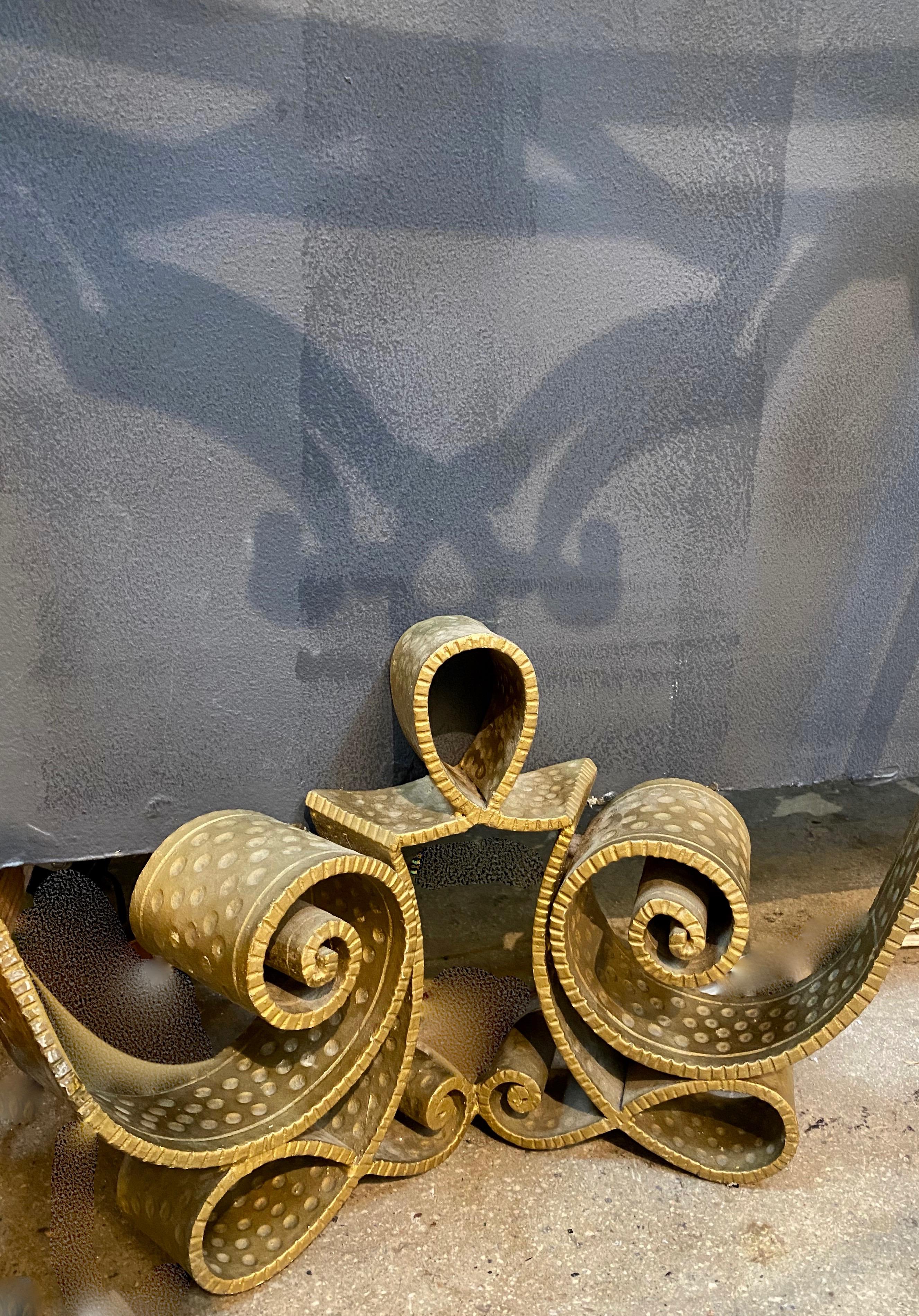 Console Wrought Iron Gold Leaf by Pier Luigi Colli, Italy, 1950s For Sale 4