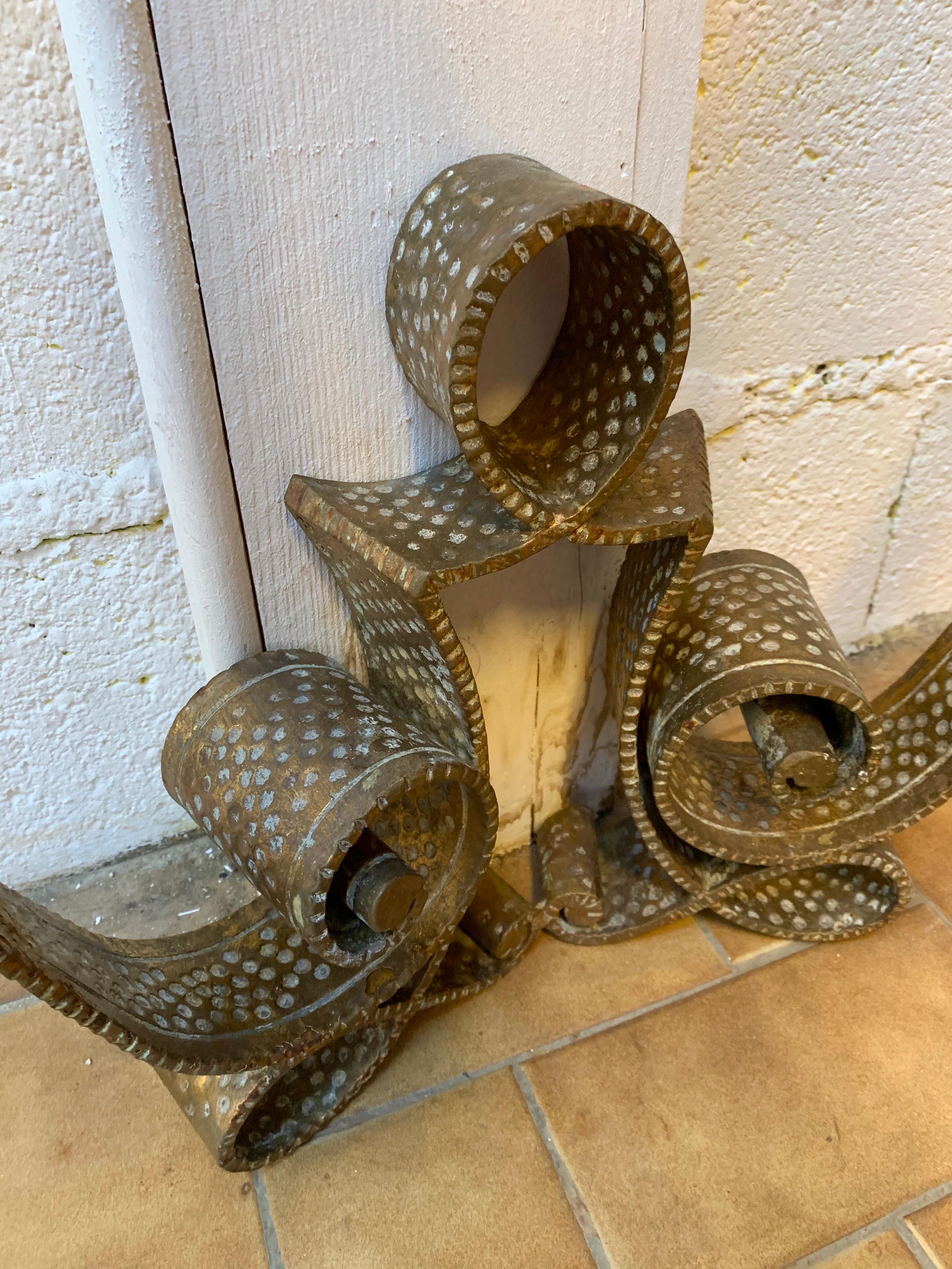 Italian Console Wrought Iron Gold Leaf by Pier Luigi Colli, Italy, 1950s