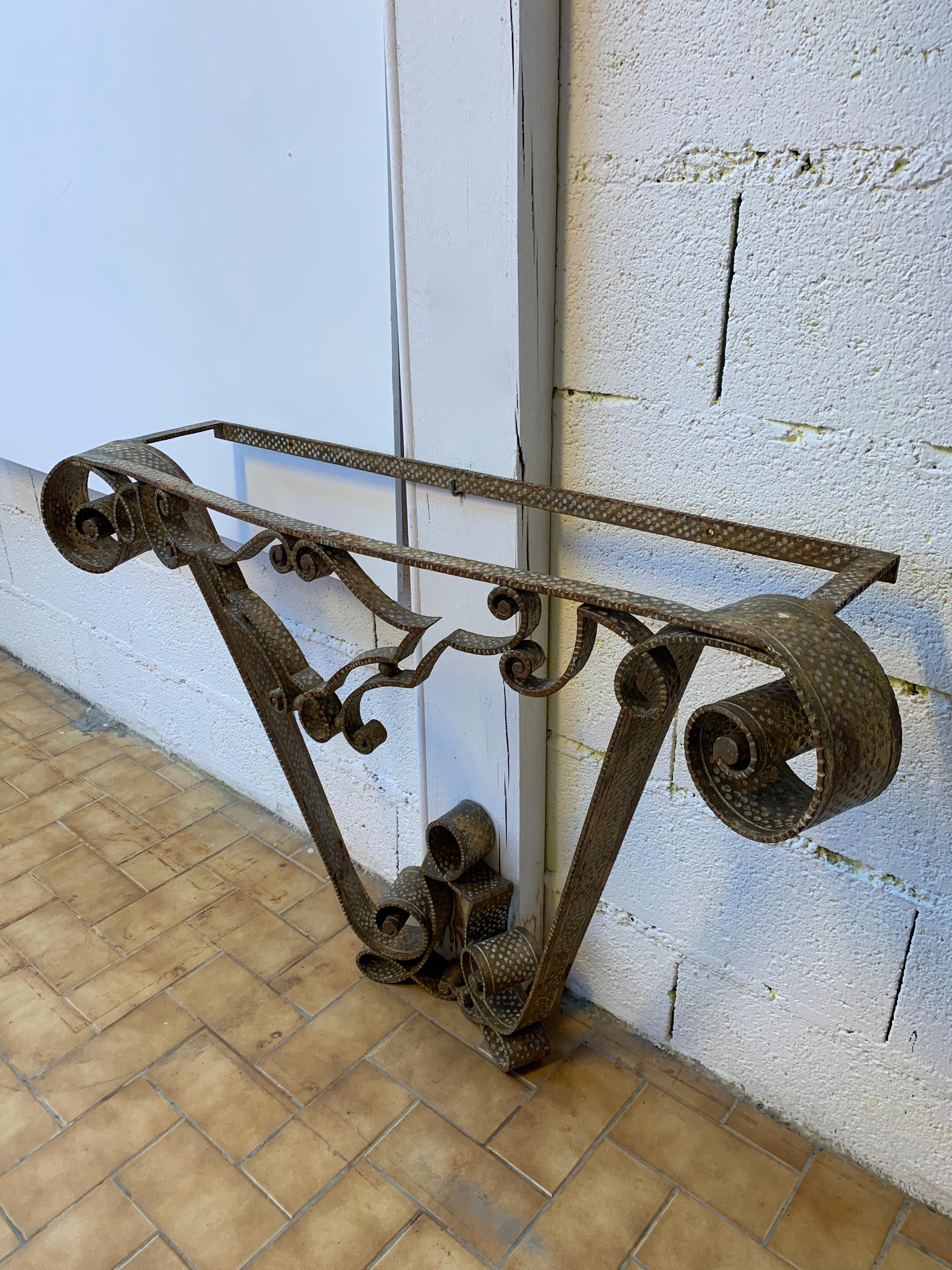Mid-20th Century Console Wrought Iron Gold Leaf by Pier Luigi Colli, Italy, 1950s